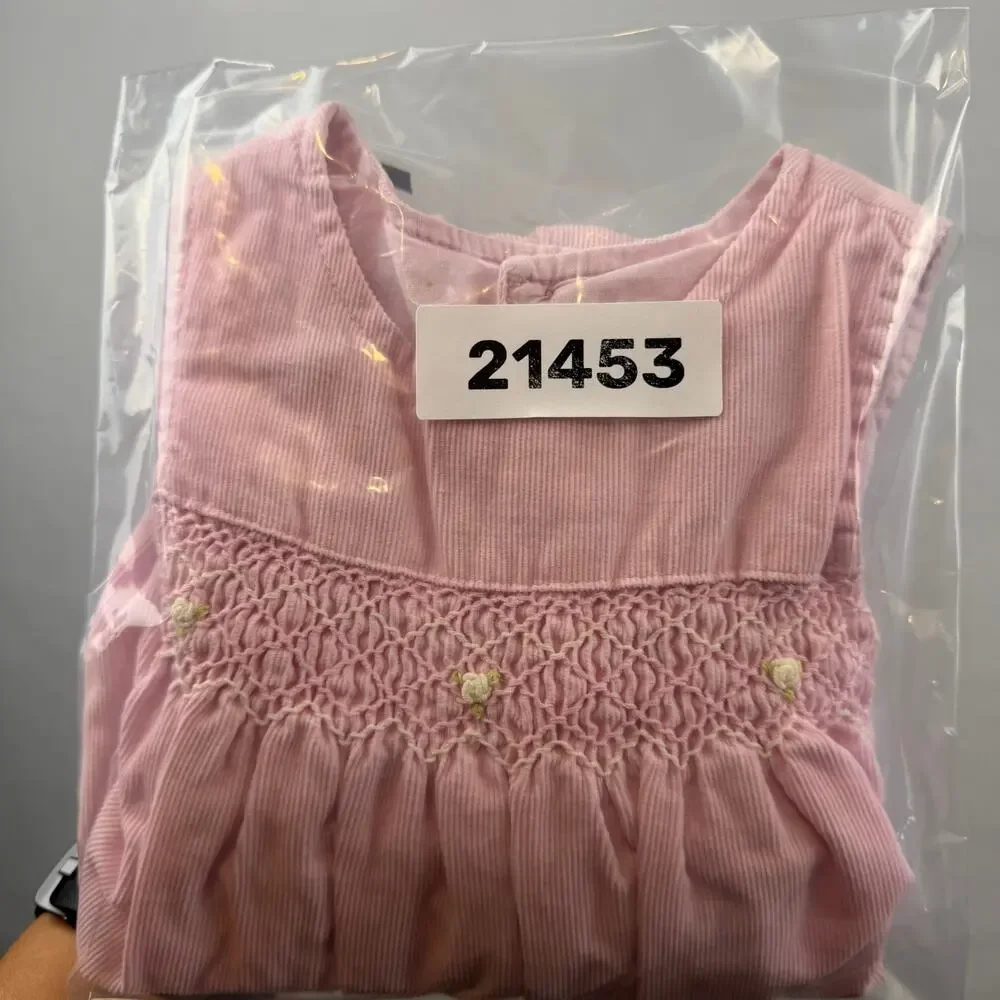 VTG Children’s Place Pink Smocked Corduroy Bubble Romper 12M
